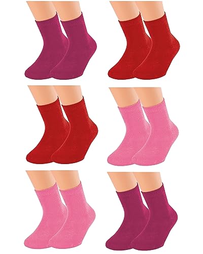 Vitasox 21097 Kinder Jungen Mädchen Socken Kindersocken Kindersöckchen Baumwolle einfarbig bunt ohne Naht 6er Pack 35/38 von Vitasox