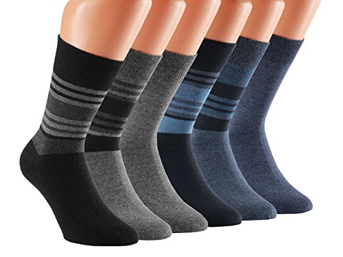 Vitasox 31009 Herren Socken Baumwolle Ringel einfarbig ohne Gummi ohne Naht 12 Paar 47/50 von Vitasox