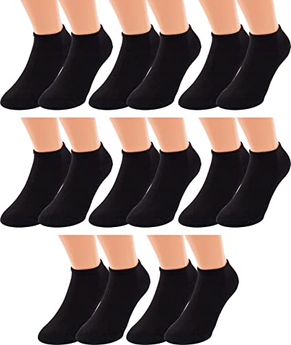 Vitasox 31050 Herren Kurze Sneaker Socken aus Baumwolle, XXL Übergrößen, Luxusstrumpf, Leichte kühlende Sommer Sneakersocken ohne spürbare Naht, schwarz, 8 Paar, 50-52 von Vitasox