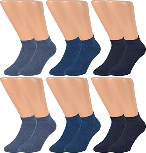 Vitasox 31053 Herren Kurze Sneaker Socken aus Baumwolle, XXL Übergrößen, Luxusstrumpf, Leichte kühlende Sommer Sneakersocken ohne spürbare Naht, Jeans, 6 Paar, 47-50 von Vitasox