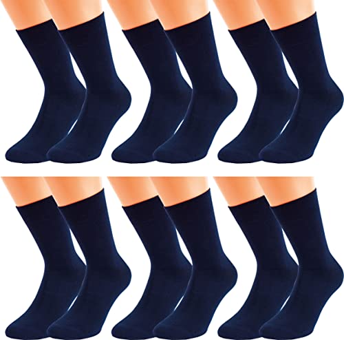 Vitasox 31056 Bambus Socken für Damen & Herren, atmungsaktive XXL Bambussocken mit weichem Bund ohne Gummi, Qualitäts Strümpfe gegen Schweiß ohne Naht an den Zehen, 6 Paar marine 47-50 von Vitasox