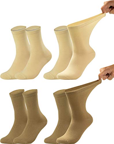 Vitasox 31121 Diabetikersocken Herren ohne Gummi & ohne Naht, extra weit, 4 Paar venenfreundliche Diabetiker Socken, Gesundheitssocken gegen Einschneiden & Drücken, Natur-Töne 43/46 von Vitasox