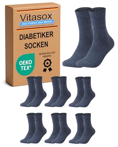 Vitasox Diabetikersocken für Herren, 6 Paar Jeans 43/46, ohne Gummi & ohne Naht, extra weit, venenfreundliche Diabetiker Socken, Gesundheitssocken gegen Einschneiden & Drücken, 31122 von Vitasox