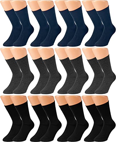 Vitasox 31971 Business Herrensocken aus Baumwolle ohne Gummi und ohne Naht, hochwertige Herren Socken, atmungsaktiv mit weichem Bund für Herren, 12er Pack schwarz anthrazit marine 39/42 von Vitasox