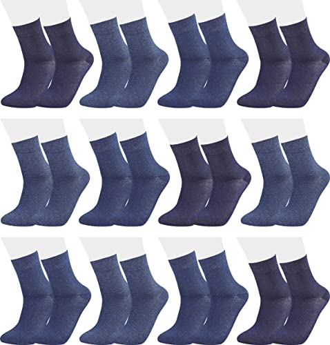 Vitasox 32030 Herren Socken Kurzschaft Kurzschaftsocken einfarbig Baumwolle ohne Gummi ohne Naht 12 Paar Jeans-Töne 43/46 von Vitasox