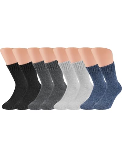 Vitasox 33352 Herren Socken Wolle Angora Wollsocken Angorasocken Wintersocken einfarbig mit Innenfrottee schwarz jeans grau anthrazit 4 Paar 43/46 von Vitasox