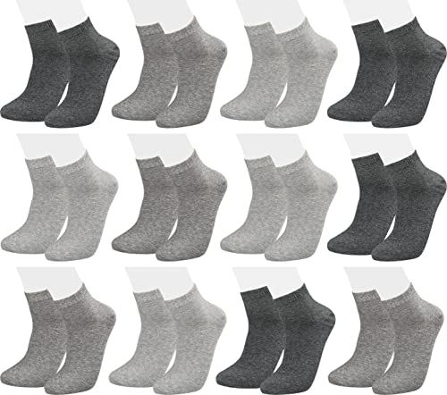 Vitasox 35201 Herren Socken Kurzsocken aus Baumwolle Quartersocken Herrensocken Komfortrand einfarbig ohne Naht Silber-Töne 12er Pack 43/46 von Vitasox