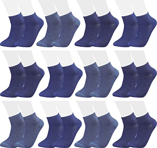 Vitasox 35202 Damen Herren Kurzsocken Bambus Sneakersocken einfarbig ohne Naht jeans 12er Pack 43/46 von Vitasox