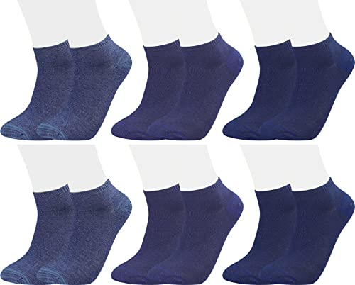 Vitasox 43023 Unisex Kurze Bambus Sneaker Socken, kühlen den Fuß, leichte Sommer Sneakersocken ohne spürbare Naht für Damen & Herren, jeans, dunkeljeans, marine, 6 Paar, 43-46 von Vitasox