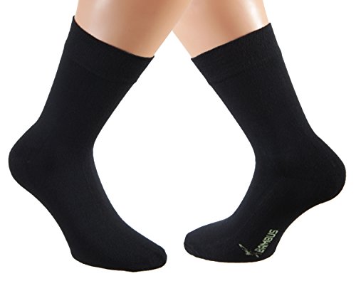 Vitasox 43040 Damen und Herren Bambus Socken mit Polstersohle einfarbig schwarz Bambussocken ohne Gummi ohne Naht 2er Pack 39/42 von Vitasox