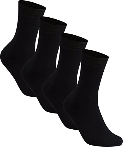 Vitasox 43040 Damen und Herren Bambus Socken mit Polstersohle einfarbig schwarz Bambussocken ohne Gummi ohne Naht 4er Pack 39/42 von Vitasox