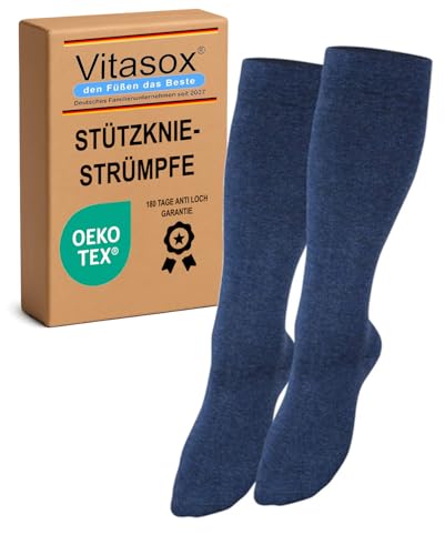 Vitasox Stützstrümpfe für Damen & Herren, 1 Paar jeans 39/42, Stützkniestrümpfe aus Baumwolle, Kompressionsstrümpfe für Reise & Büro, Thrombose Socken gegen geschwollene Beine, 44457 von Vitasox