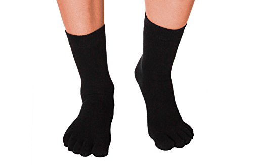 Vitasox 55516 Damen Herren Zehensocken Baumwolle mit gestrickter Ferse Komfortbund einfarbig schwarz ohne Naht 3er Pack 42/46 von Vitasox