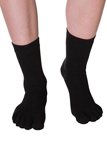 Vitasox 55516 Damen Herren Zehensocken Baumwolle mit gestrickter Ferse Komfortbund einfarbig schwarz ohne Naht 6er Pack 42/46 von Vitasox