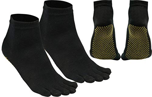 Vitasox 55521 Damen Herren Zehensocken Anti Rutsch Sohle mit gestrickter Ferse Komfortbund Yogasocken Sportsocken Baumwolle schwarz 2er Pack 36/41 von Vitasox