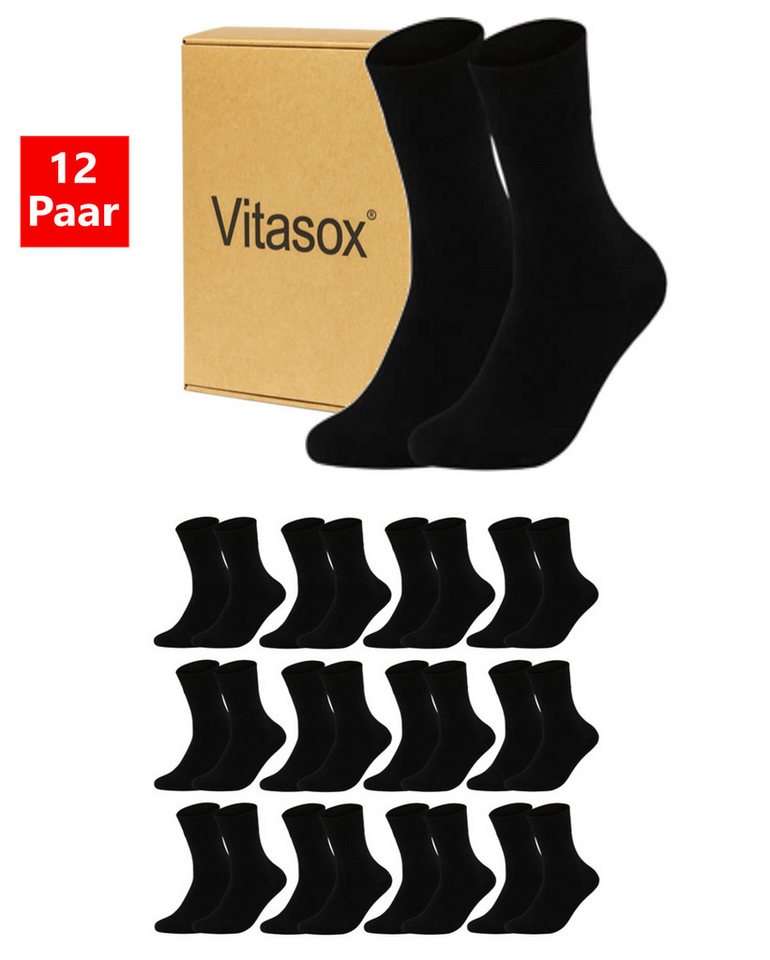 Vitasox Businesssocken Herren Business Socken 12 Paar - komfortabel und elegant (12-Paar) nahtfrei und atmungsaktiv - passend zum Anzug, fürs Büro oder Alltag von Vitasox