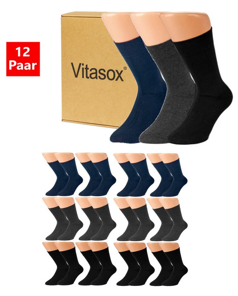 Vitasox Businesssocken Herren Business Socken 12 Paar - komfortabel und elegant (12-Paar) nahtfrei und atmungsaktiv - passend zum Anzug, fürs Büro oder Alltag von Vitasox
