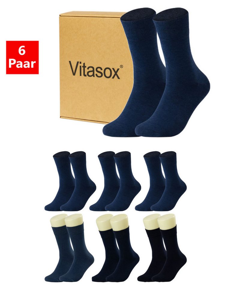 Vitasox Businesssocken Herren Business Socken 6 Paar - komfortabel und elegant (6-Paar) nahtfrei und atmungsaktiv - passend zum Anzug, fürs Büro oder Alltag von Vitasox