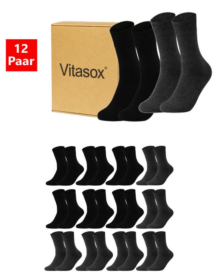 Vitasox Businesssocken Herren Businesssocken 12 Paar - komfortabel und elegant (12-Paar) nahtfrei und atmungsaktiv - passend zum Anzug, fürs Büro oder Alltag von Vitasox