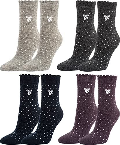 Vitasox Damen Socken Wolle Wollsocken mit Kaschmir, weiche Kuschelsocken mit Wellenrand, 13400 (71117), 4 Paar, anthrazit, grau, lila, navy, 35-38 von Vitasox