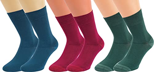 Vitasox Damen & Herren Bambus Socken, atmungsaktive Bambussocken mit weichem Komfortbund ohne Gummi, Qualitäts Strümpfe gegen Schweiß ohne Naht, 43048 (43033), 3 Paar, grün, blau, rot, 43-46 von Vitasox