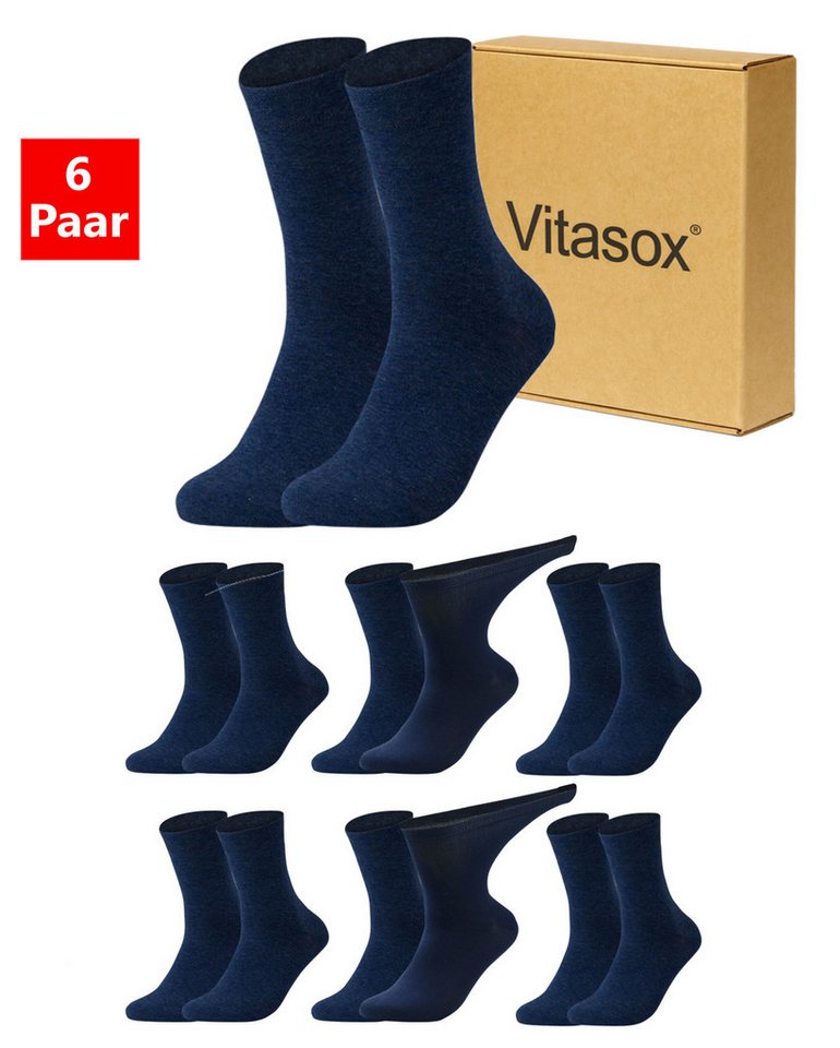 Vitasox Diabetikersocken für Damen - Gesundheitsstrümpfe ohne Einschneiden und Abdrücken (6-Paar) mit weichem und dehnbarem Komfortbund ohne Gummi & ohne Druck von Vitasox