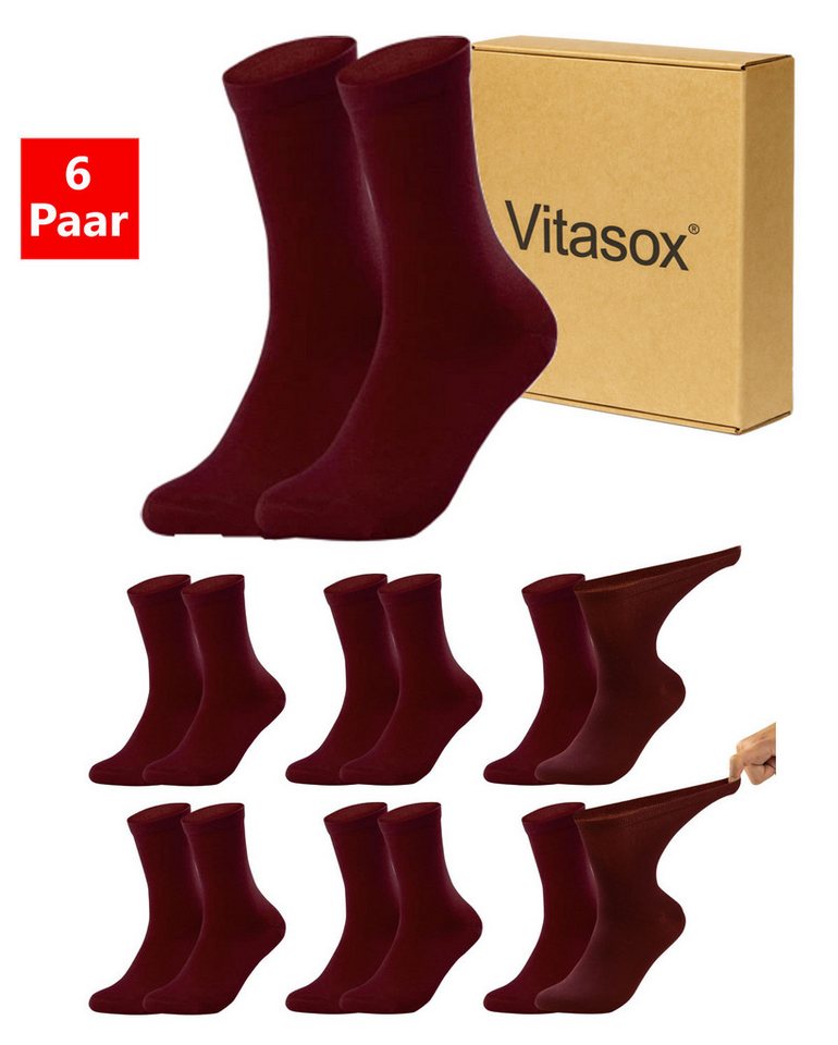 Vitasox Diabetikersocken für Damen - Gesundheitsstrümpfe ohne Einschneiden und Abdrücken (6-Paar) mit weichem und dehnbarem Komfortbund ohne Gummi & ohne Druck von Vitasox