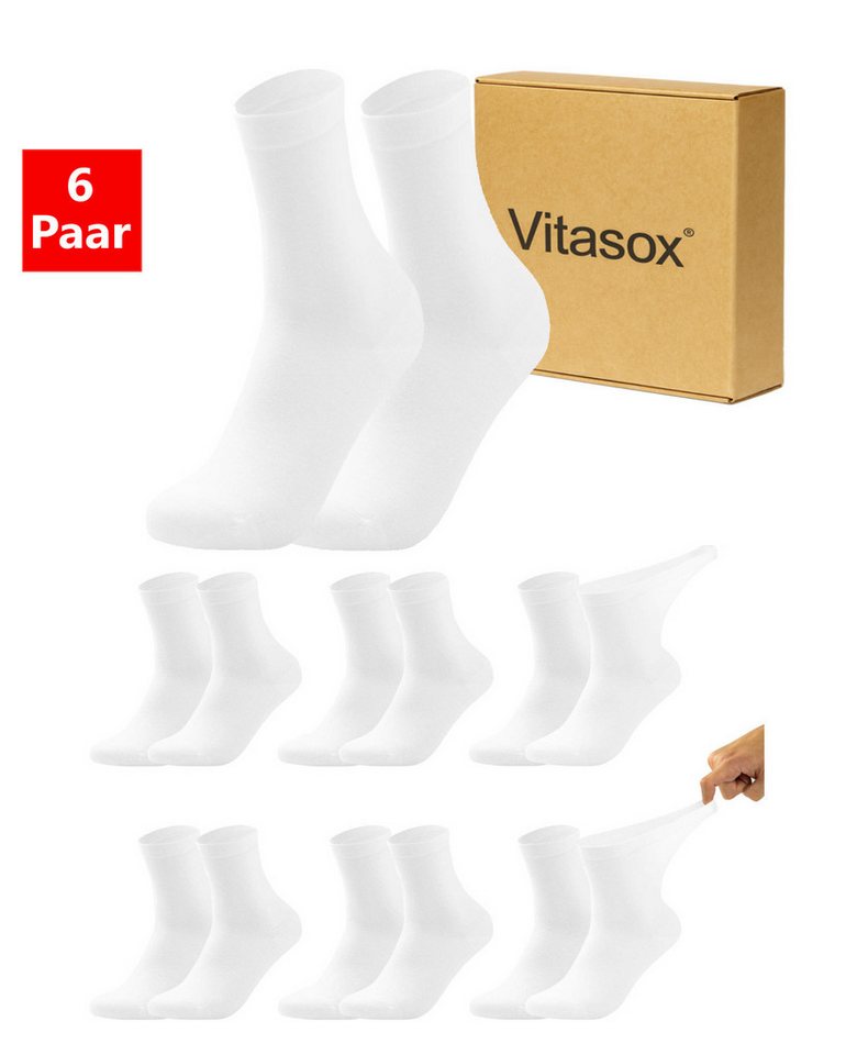 Vitasox Diabetikersocken für Damen - Gesundheitsstrümpfe ohne Einschneiden und Abdrücken (6-Paar) mit weichem und dehnbarem Komfortbund ohne Gummi & ohne Druck von Vitasox
