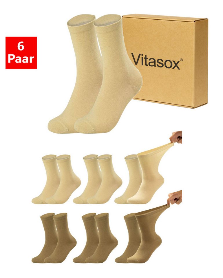 Vitasox Diabetikersocken für Herren - Gesundheitsstrümpfe ohne Einschneiden und Abdrücken (6-Paar) mit weichem und dehnbarem Komfortbund ohne Gummi & ohne Druck von Vitasox