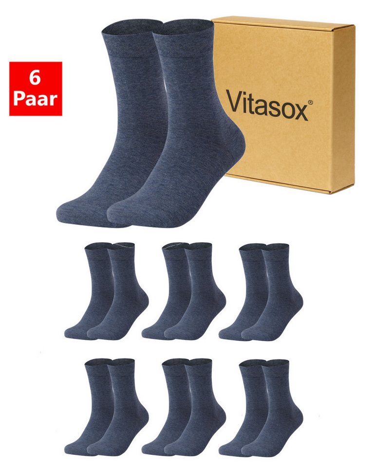 Vitasox Diabetikersocken für Herren - Gesundheitsstrümpfe ohne Einschneiden und Abdrücken (6-Paar) mit weichem und dehnbarem Komfortbund ohne Gummi & ohne Druck von Vitasox