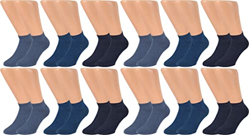 Vitasox Herren Kurze Komfort Baumwoll Sneaker Socken in verschiedenen Farben, Klassisch Jeans, Jeansfarben, Blautöne, Jeanstöne, Classic, Basics, Luxustrumpf, Leichte Sommer Sneakersocken ohne Naht, 12 Paar, 43-46 von Vitasox