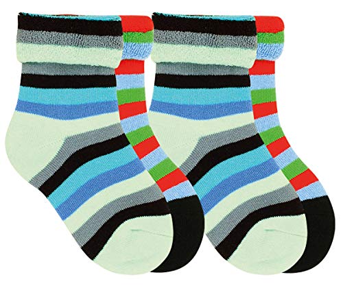 Vitasox Kinder Thermo Socken Frotteesocken bunt 2/4 Paar (31/34, 4xBunte Ringel Blau) von Vitasox