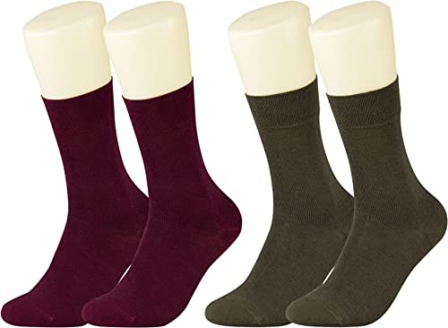 Vitasox Socken 98% Bio Baumwolle für Damen & Herren, sehr feiner Stoff, Ferse und Spitze verstärkt, Natur Pur, 41015 (71109), olive, bordeaux, 39-42, 2 Paar von Vitasox