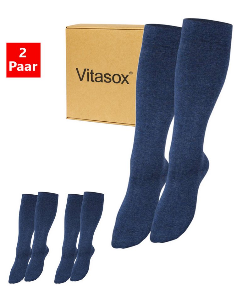 Vitasox Stützkniestrümpfe für Damen und Herren 2 Paar - Stützwirkung und Kompression (2-Paar) leichte bis mittlere Kompression güt Reise, Büro und Flug von Vitasox