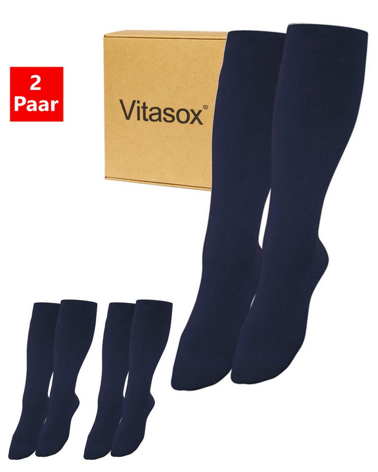 Vitasox Stützkniestrümpfe für Damen und Herren 2 Paar - Stützwirkung und Kompression (2-Paar) leichte bis mittlere Kompression güt Reise, Büro und Flug von Vitasox