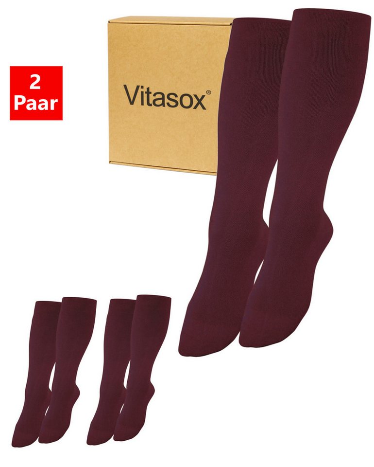 Vitasox Stützkniestrümpfe für Damen und Herren 2 Paar - Stützwirkung und Kompression (2-Paar) leichte bis mittlere Kompression güt Reise, Büro und Flug von Vitasox