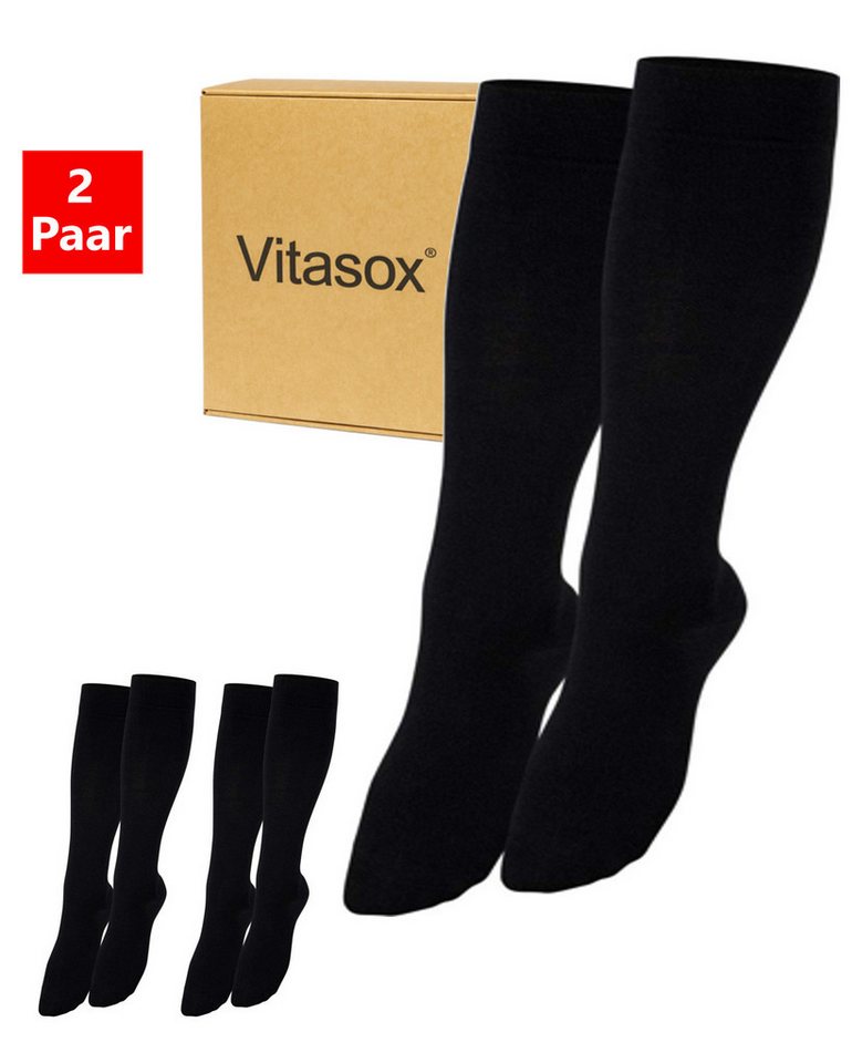 Vitasox Stützkniestrümpfe für Damen und Herren 2 Paar - Stützwirkung und Kompression (2-Paar) leichte bis mittlere Kompression güt Reise, Büro und Flug von Vitasox