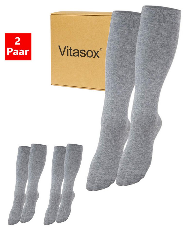 Vitasox Stützkniestrümpfe für Damen und Herren 2 Paar - Stützwirkung und Kompression (2-Paar) leichte bis mittlere Kompression güt Reise, Büro und Flug von Vitasox