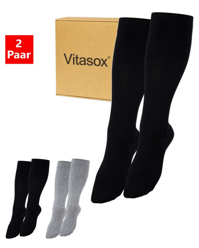 Vitasox Stützkniestrümpfe für Damen und Herren 2 Paar - Stützwirkung und Kompression (2-Paar) leichte bis mittlere Kompression von Vitasox