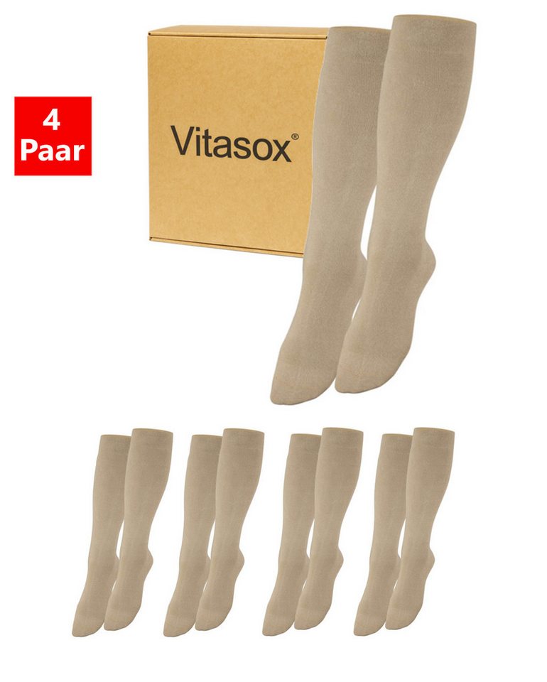 Vitasox Stützkniestrümpfe für Damen und Herren 4 Paar - Stützwirkung und Kompression (4-Paar) leichte bis mittlere Kompression güt Reise, Büro und Flug von Vitasox
