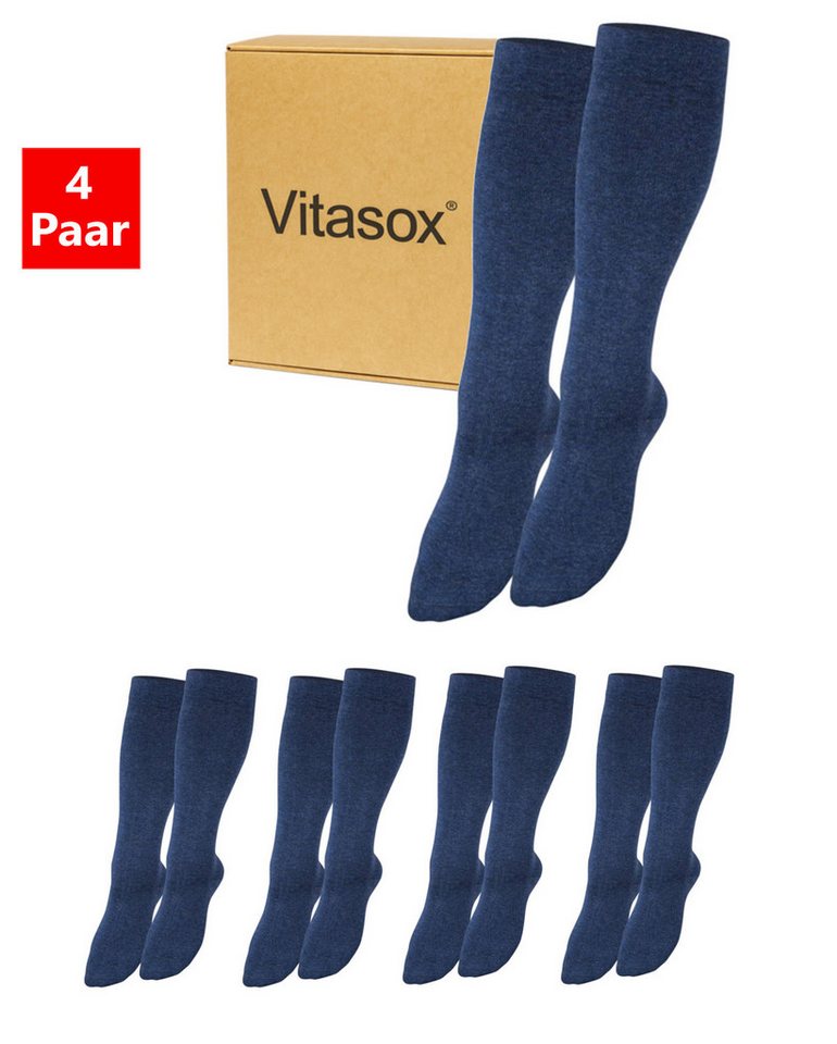 Vitasox Stützkniestrümpfe für Damen und Herren 4 Paar - Stützwirkung und Kompression (4-Paar) leichte bis mittlere Kompression güt Reise, Büro und Flug von Vitasox