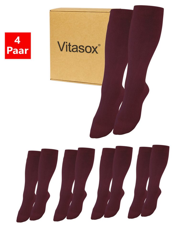 Vitasox Stützkniestrümpfe für Damen und Herren 4 Paar - Stützwirkung und Kompression (4-Paar) leichte bis mittlere Kompression güt Reise, Büro und Flug von Vitasox