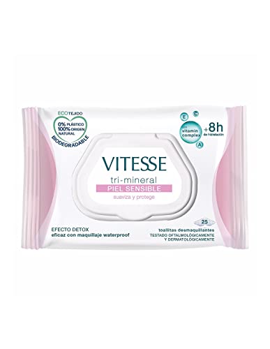 Vitesse Mineral Make-up-Entferner-Reinigungstücher für empfindliche Haut, empfindliche Haut, 25 Stück von Vitesse
