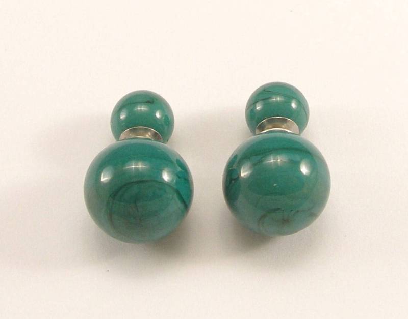 Grüne Muranoglas Doppelseitige Ohrringe Sterling Silber Beiträge von VitreusVenice