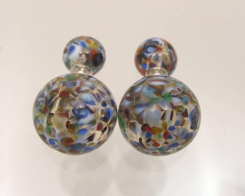 Muranoglas Doppelperlen-Ohrringe Lampwork Chirurgenstahl Schmuck von VitreusVenice