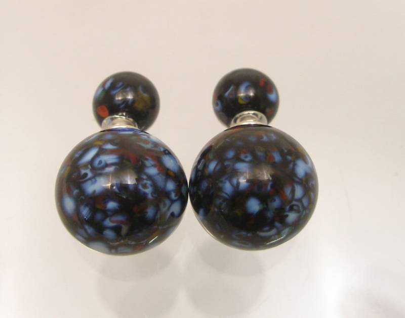 Murano Glas Doppel Perlen Ohrringe Chirurgenstahl, Made in Italy von VitreusVenice