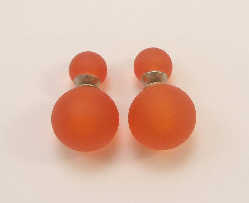 Orangefarbene Muranoglas Doppelperlen-Ohrringe von VitreusVenice