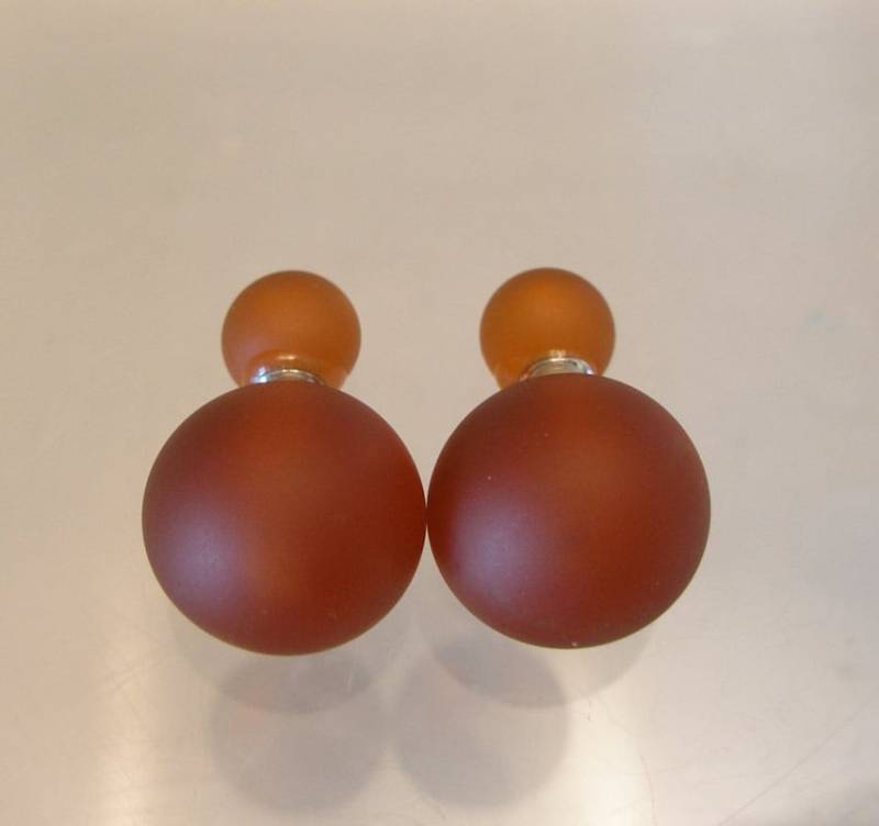 Muranoglas Doppel Perlen Ohrringe Topaz Chirurgenstahl Schmuck von VitreusVenice