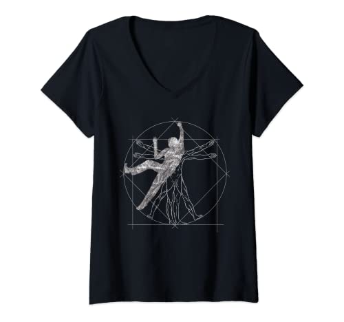 Damen Vitruvianischer Mensch Kletter und Outdoor Boulder T-Shirt mit V-Ausschnitt Damen Vitruvianischer Mensch Kletter und Outdoor Boulder T-Shirt mit V-Ausschnitt von Vitruvianischer Mensch Kletter und Outdoor Boulder