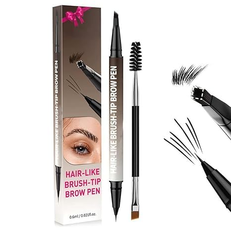 4D Brow Pen, 2-in-1 Dual-Ended Eyebrow Pen,for Natural,All-Day Eyebrow & Eyeliner Perfection, Hardpointing Achieve Perfect Brows, Long Lasting Waterproof (Black) von Vitrywei